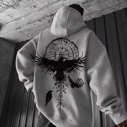 Men's viking totem printed hooded sweatshirt