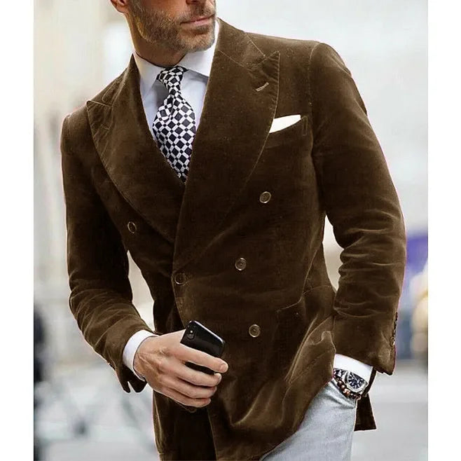 Men's velvet double breasted blazer