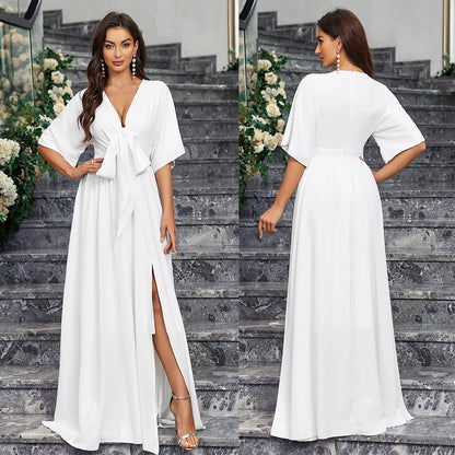 Long brush drag women's elegant bridal gown