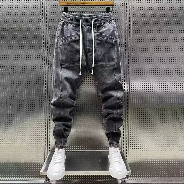 Elastic Waist Trendy Cropped Slim Fit Jeans