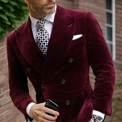 Men's velvet double breasted blazer