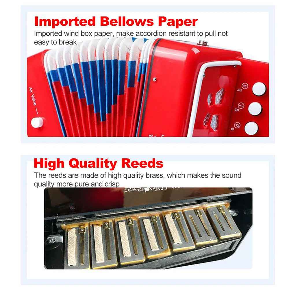 7 keys 2 bass small accordion educational musical instrument