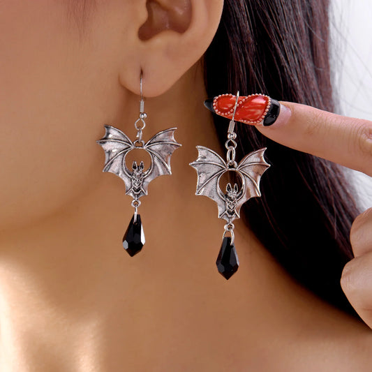 Gothic Vampire Bat Halloween Pendant Earring