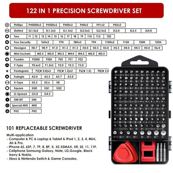 122 in 1 Magnetic Precision Screwdriver Set