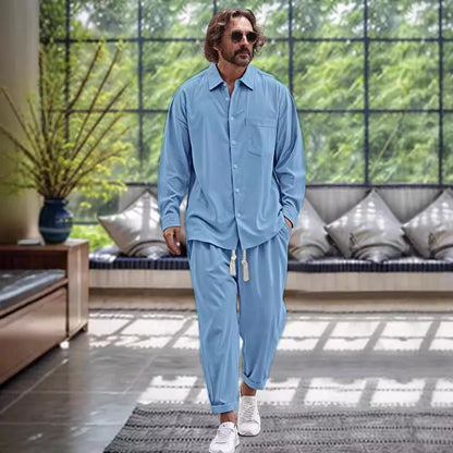 Men's cotton linen 2 piece sets