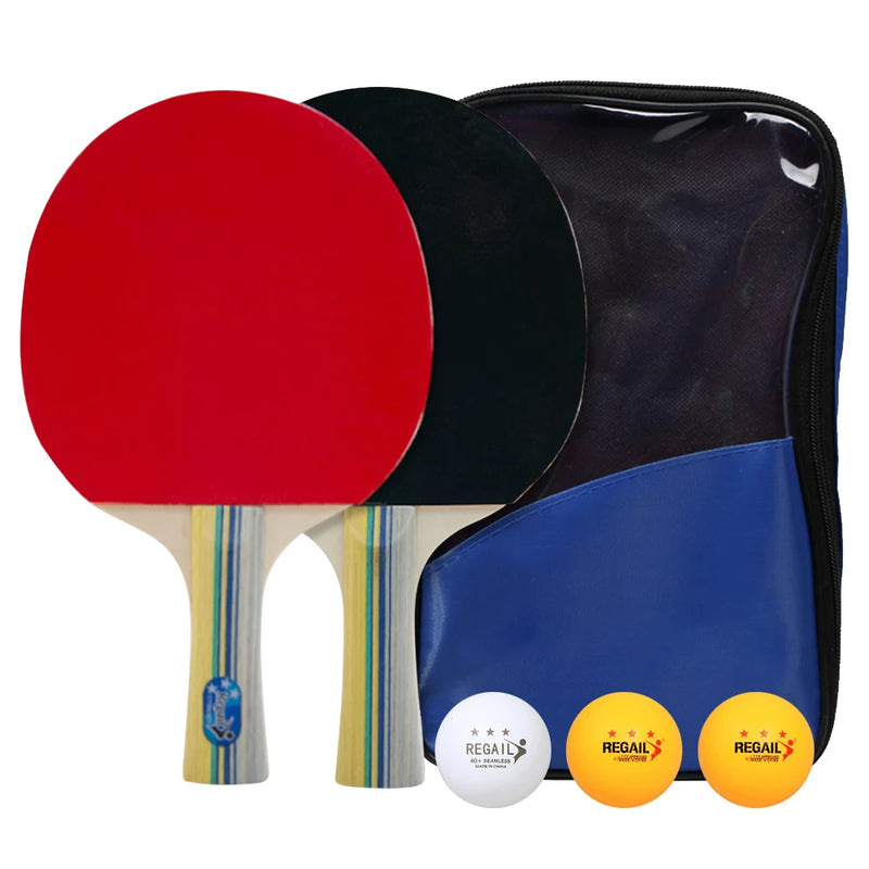 Professional Table Tennis Ping Pong Paddle 2 Rackets & 3 Balls
