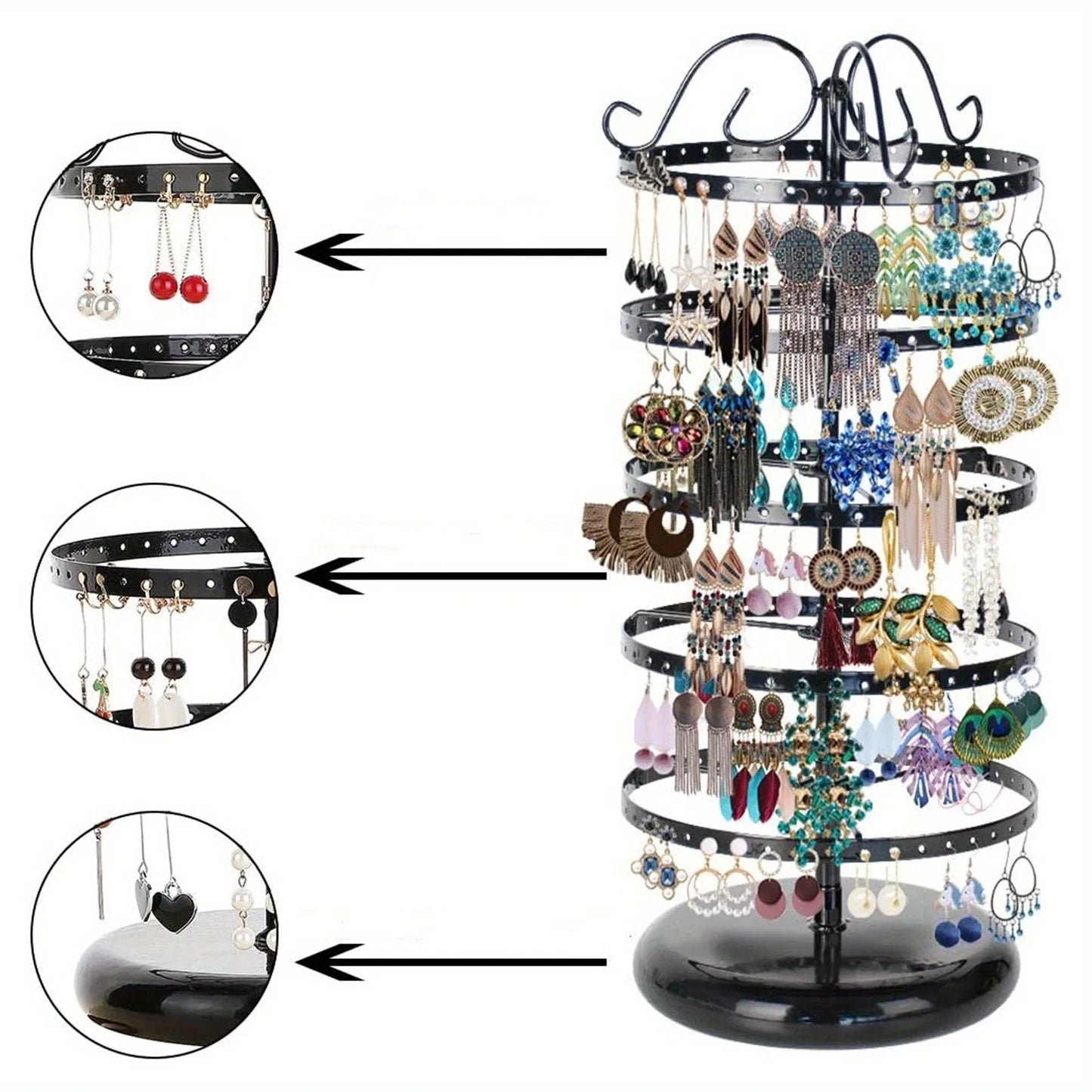 5-tier rotating metal jewelry stand