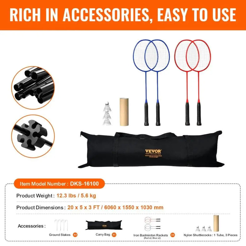 Adjustable 20ft Badminton & Volleyball  Set