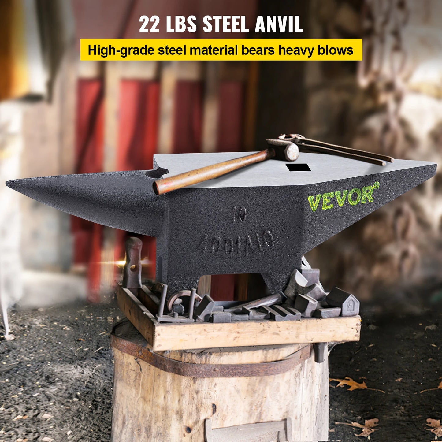 Single round horn anvil steel block
