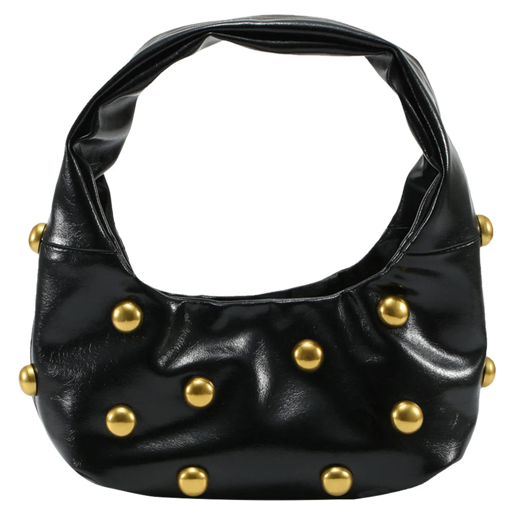 Elegant pu leather rivet shoulder bag