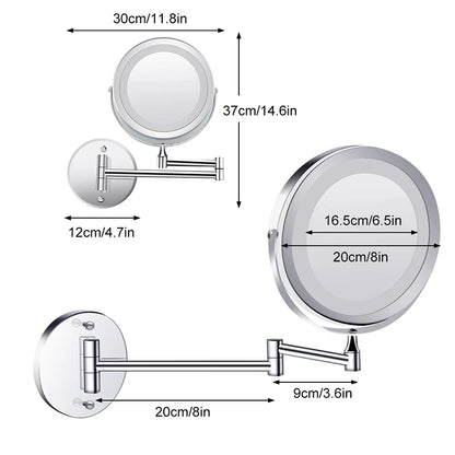 Wall mounted bathroom mirror with led light