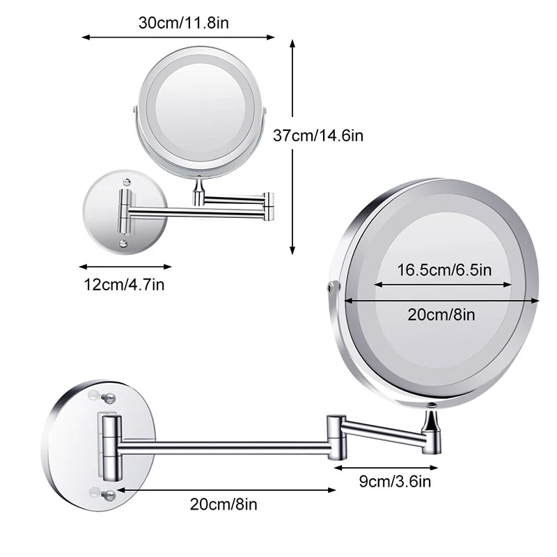 Wall mounted bathroom mirror with led light