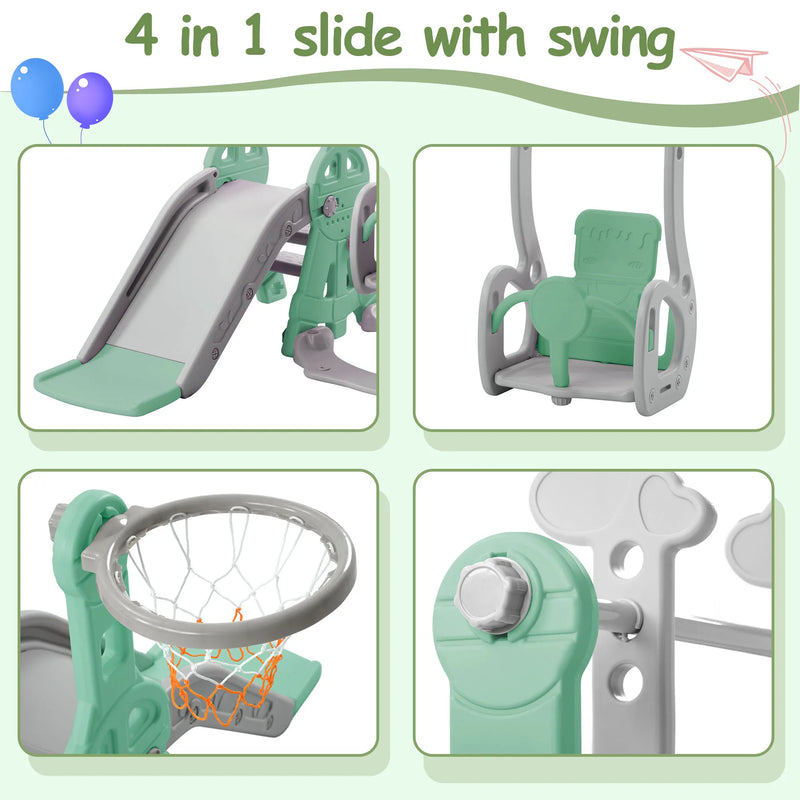 4 In 1 Kid's Slide And Swing Set