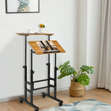 2-Tier Adjustable Computer Desk on Wheels