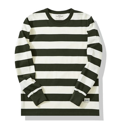 Polyester vintage striped long sleeve t-shirt