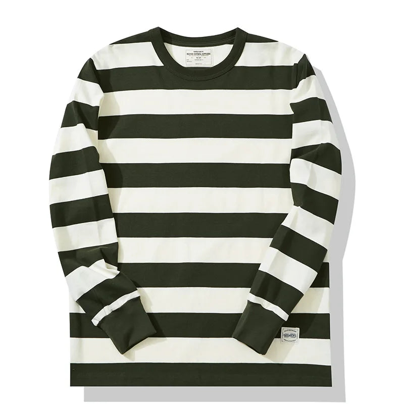 Polyester Vintage Striped Long Sleeve T-Shirt