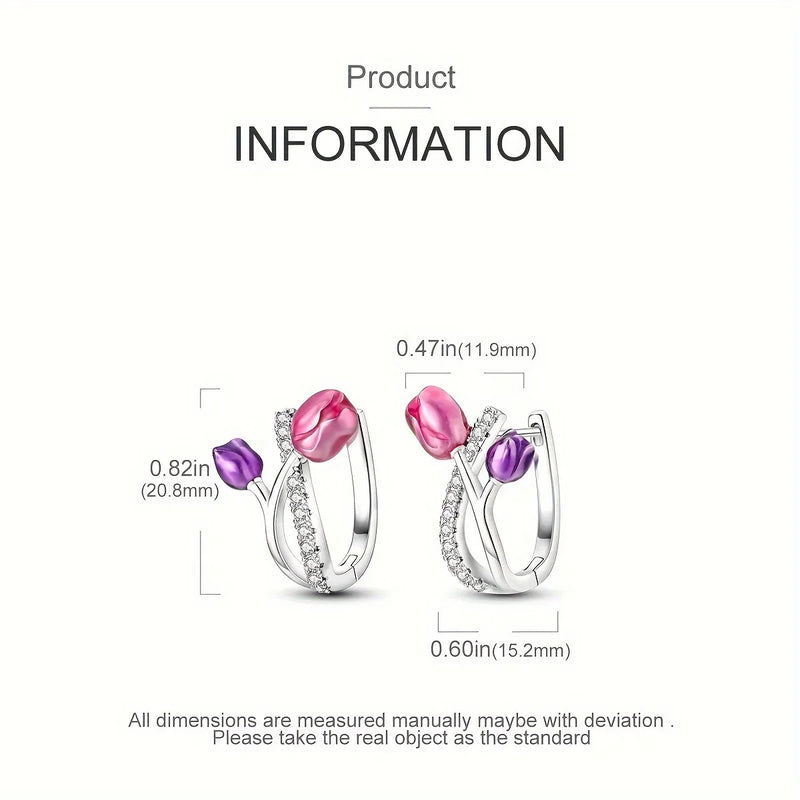 925 Sterling Silver Sparkling Tulip Earrings