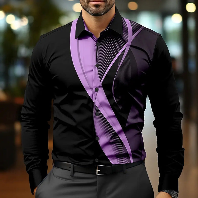 Men's 3d Printed Business Shirt