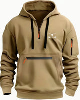 Zipper Design Solid Color Hoodie Top