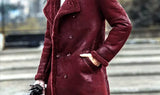 Faux Leather Long Sleeve Turndown Collar Coat