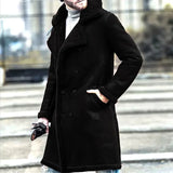 Faux Leather Long Sleeve Turndown Collar Coat