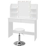 Adjustable LED Lighting Dressing Table with Stool Set