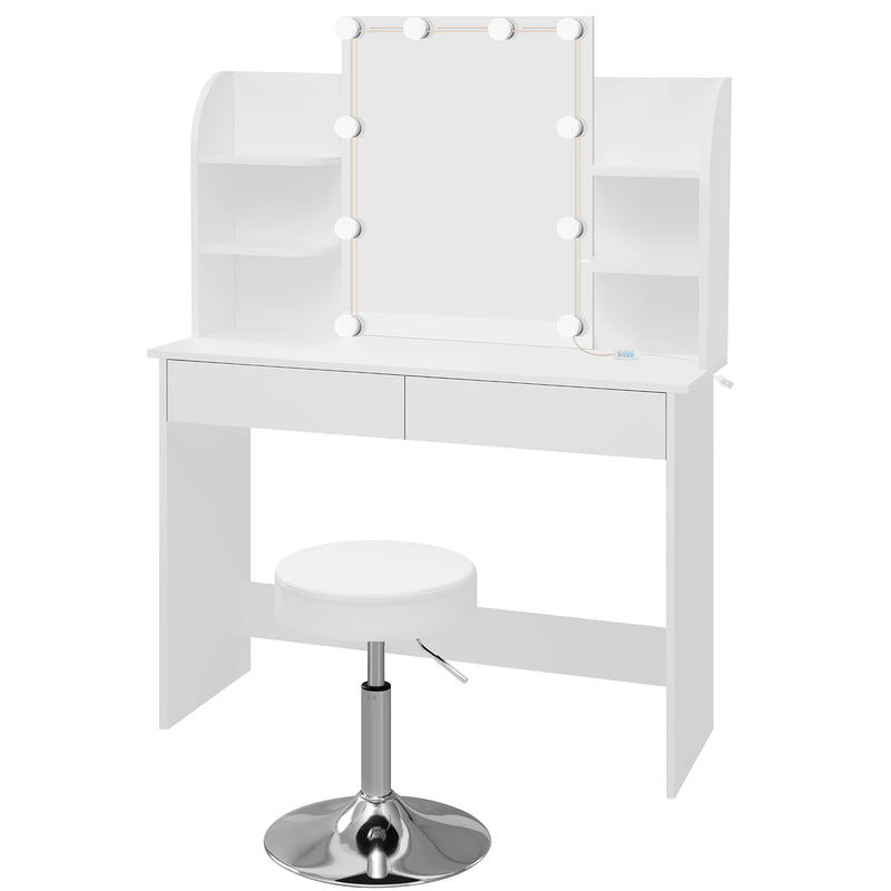 Adjustable LED Lighting Dressing Table with Stool Set