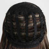 Natural Synthetic Mixed Brown Wigs with Bang