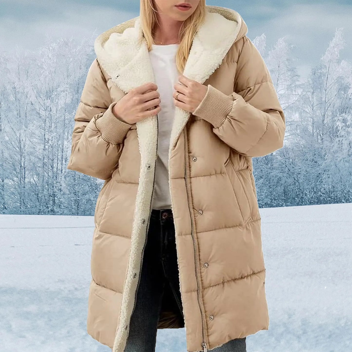 Double faced fleece slim fit temperament wool coat