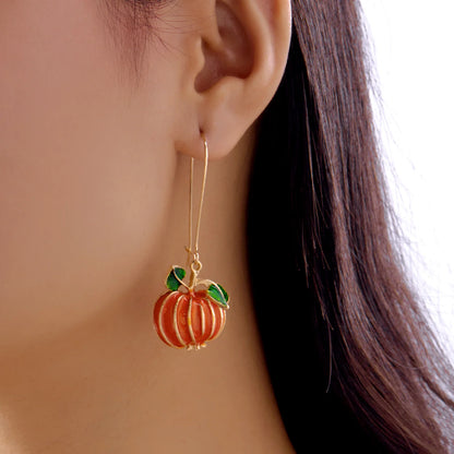 Gothic Punk Rhinestone Bow Pumpkin Earrings
