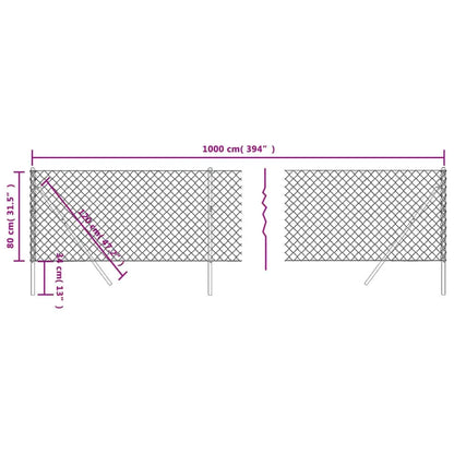 Durable 0.8x10m green chain link fence for garden
