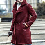 Faux Leather Long Sleeve Turndown Collar Coat