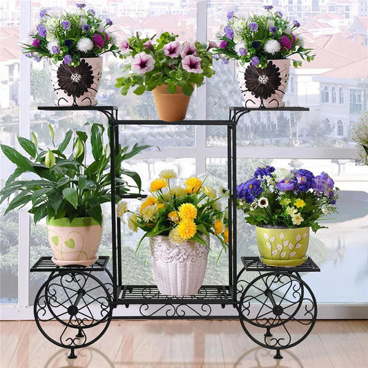 Large metal garden cart plant stand