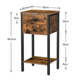 Bedside Table With 2 Drawers And Storage Shelf