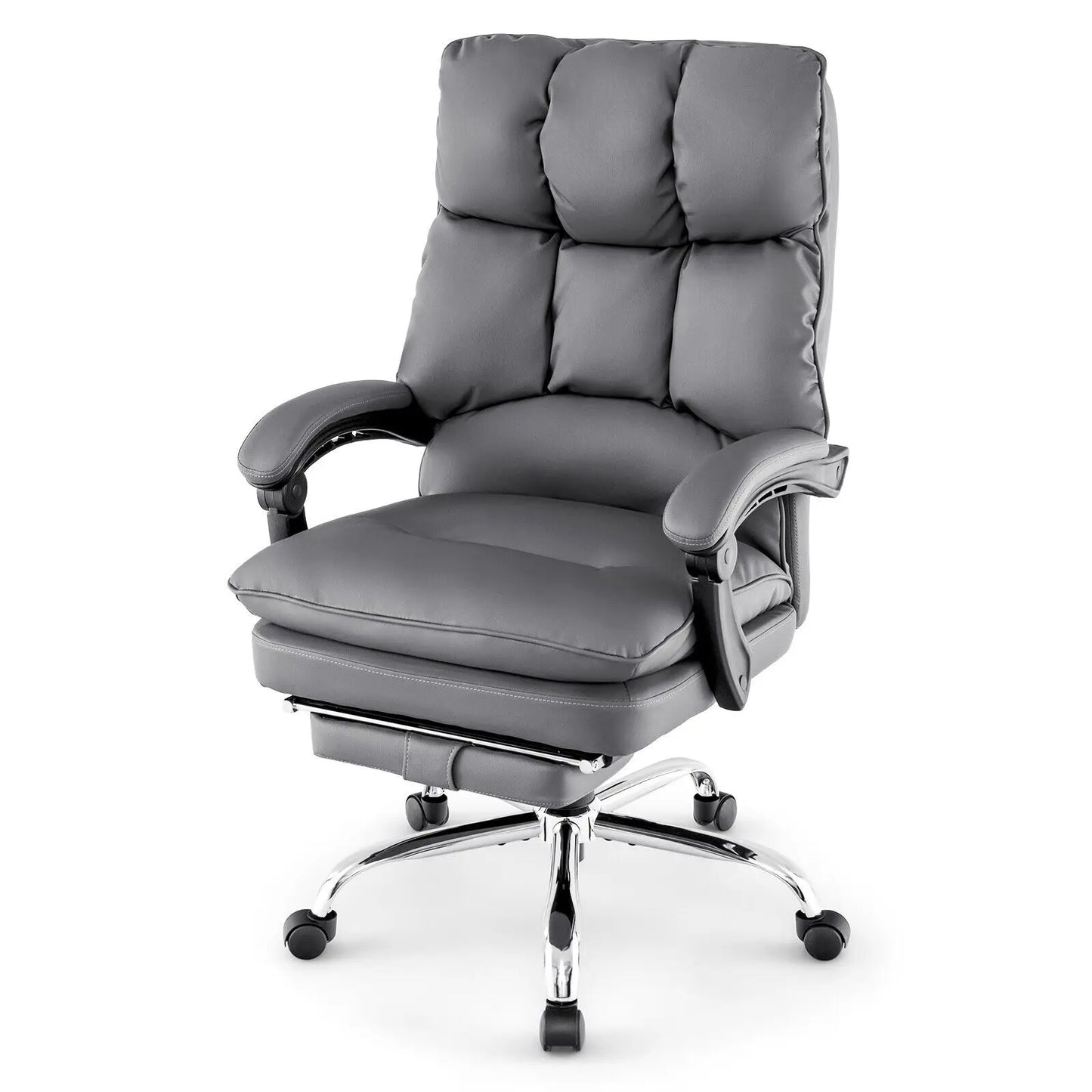 Ergonomic padded reclining chair with retractable footrest