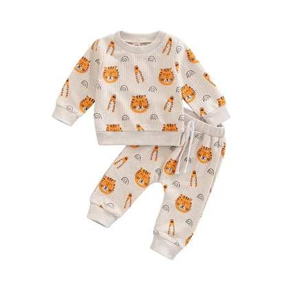 Cotton rainbow fall baby clothing suit