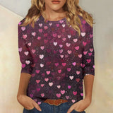 Heart Print Long Sleeve Top For Women