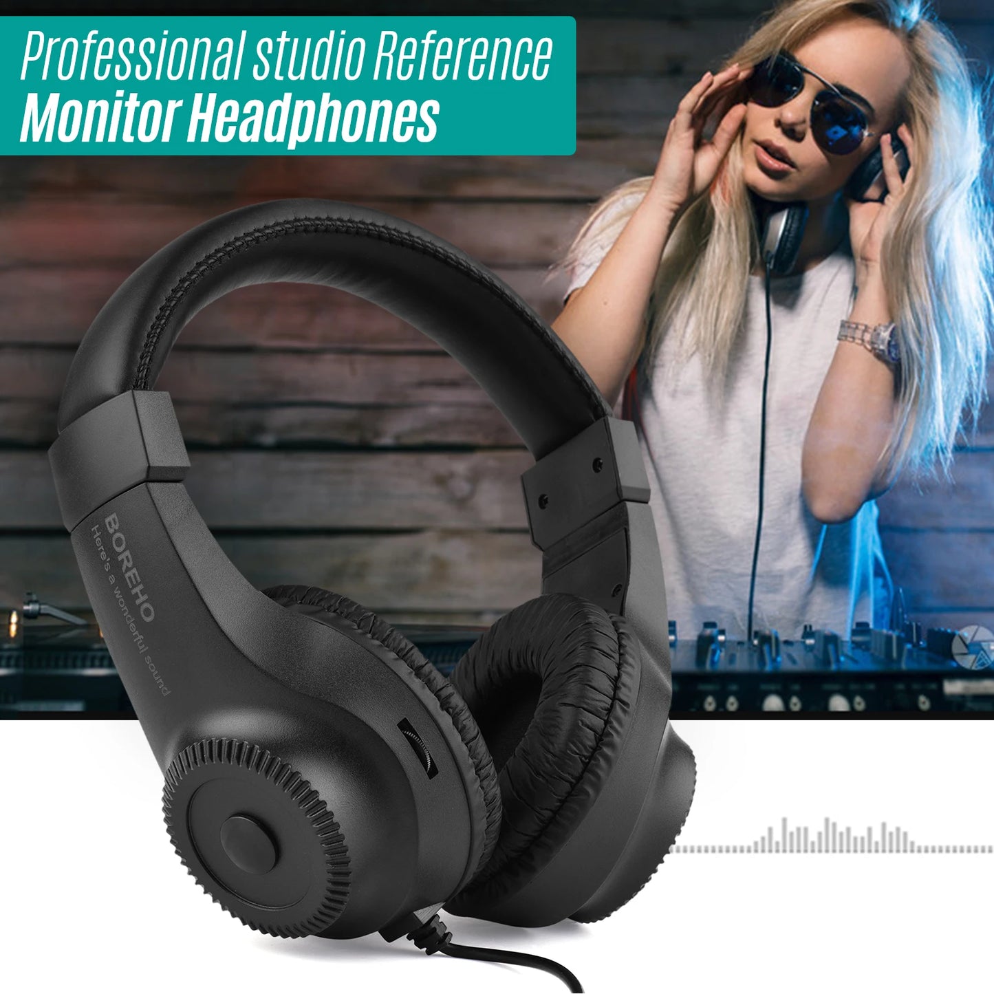 Wired stereo monitor headphones