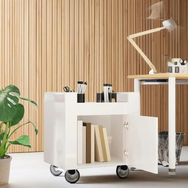 High Gloss White Desk Trolley