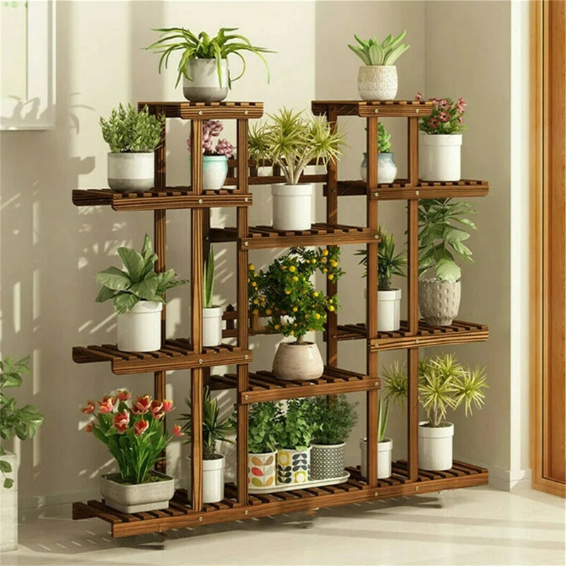 Large 11 Tiered Wood Plant Stand