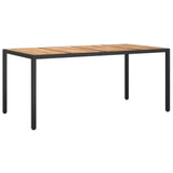 Durable Poly Rattan & Acacia Wood Garden Table