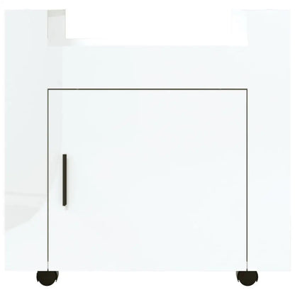 High gloss white desk trolley
