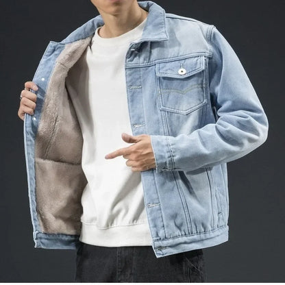 Down collar single breasted loose jacket