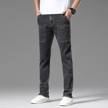 High elasticity slim mid-waist jeans