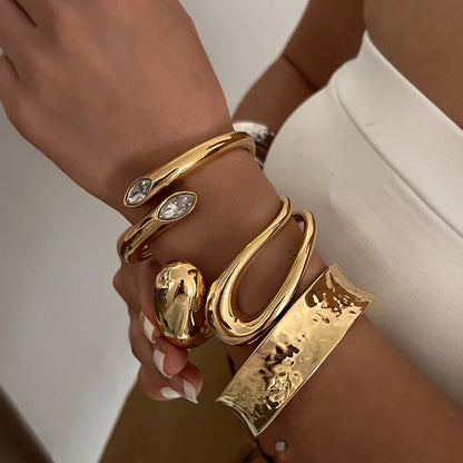 Geometric Snake Shaped Open Bangles