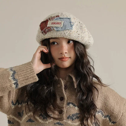 Solid wool felt fabric beret