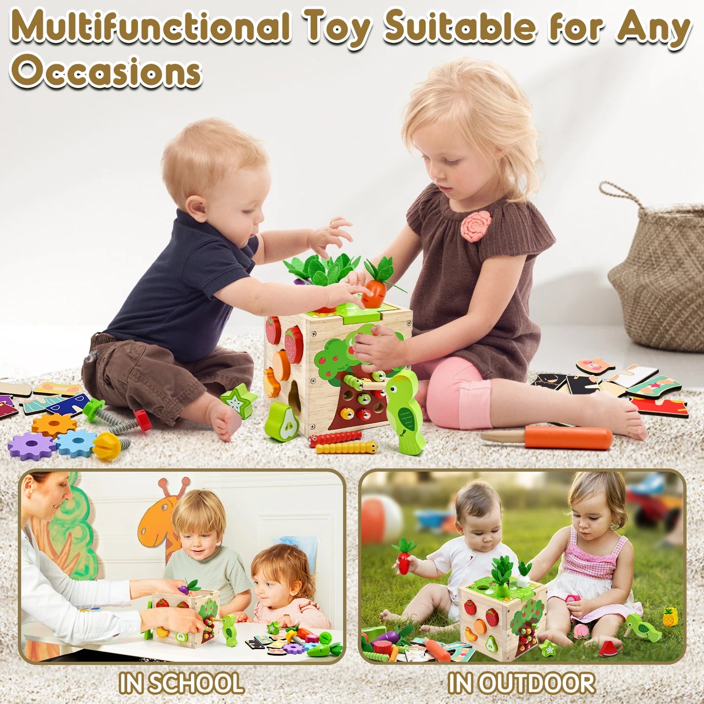 Baby wooden activity cube center toys