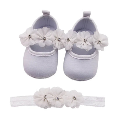 Baby baptism shoe & headband set