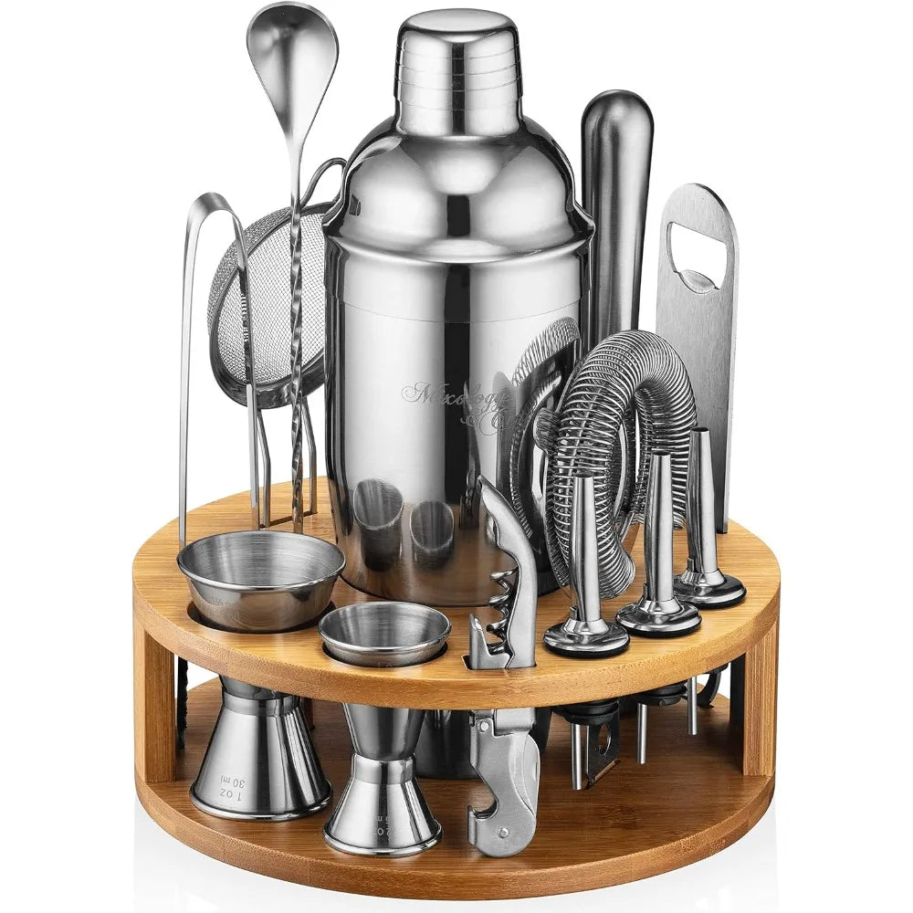 15 piece cocktail shaker and bar accessories set