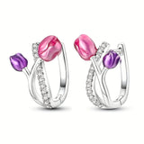 925 Sterling Silver Sparkling Tulip Earrings